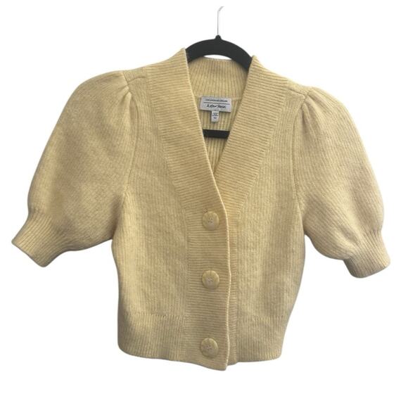 & Other Stories Sweaters - & Other Stories XS Yellow Alpaca Wool Blend Crop Sweater Cardigan Puff Slv #6252